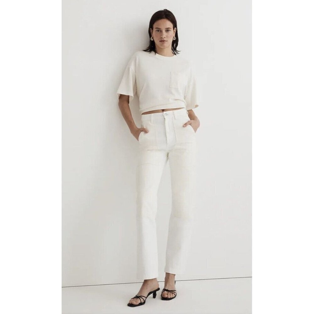 Madewell The '90s Straight Jeans Two-Tone Workwear Edition 26 Carpenter Denim 1D